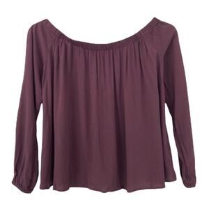 Tobi Maroon Off The Shoulder Long Sleeve Shirt Sz XS